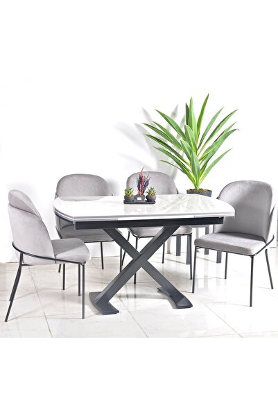 Kaktüs Avm Mutfak Masası Takımı 6 Kişilik Açılır Masa Yemek Masası Mutfak San...