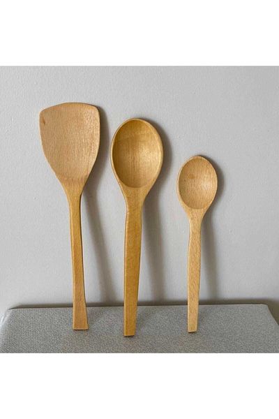 UNDERGROUND TRADE Bamboo Wooden Spoon Spatula Set Wooden Spoon Wooden Spatula Bamboo 3 Pieces