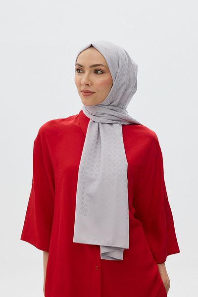 Mira İpek Shiny Jacquard Bloom Patterned Shawl