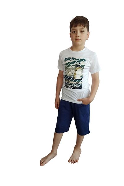 Bluence Set Capri alb din bumbac pentru ospătar pentru bărbați