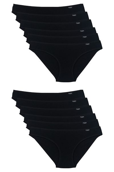 Bluence Μαύρο Χαμηλόμεσο Lycra Cotton Slip 12 Τεμάχια