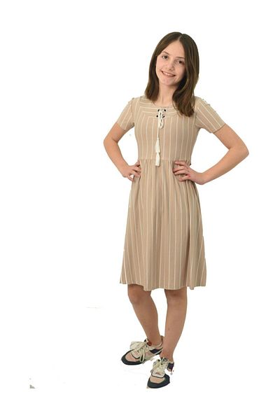 Bluence Rochie cu dungi maro pentru fete Bluekids1061