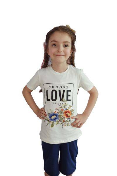 Bluence Tricou din bumbac pentru copii, Ecru, pentru fete