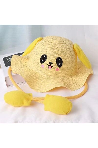 mercantoptan Organic Straw Rabbit Hat Playing Children's Ears Age 2-10