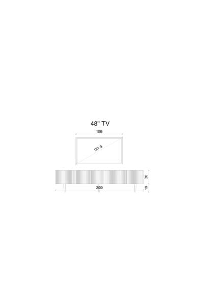 enwood Capella Country Siyah Mdf 5 Kapaklı Ahşap Ayaklı 200 Cm Tv Ünitesi