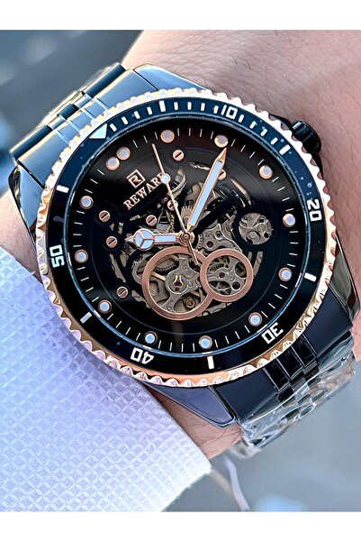Reward Fully Automatic Steel Cord Skeleton Dial 3 Atm Water Resistant Men's W...