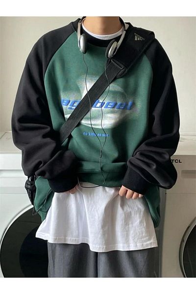 Köstebek Παλιά Raglan Πράσινη Μαύρη Μακρυμάνικη Unisex Φούτερ No See