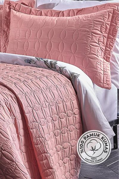 Lolavien 100% Cotton Fiona Double Quilt-Coverlet Multi-Purpose Salmon Color