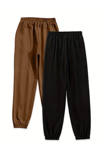 Trendglow 2-компонентни панталони за тичане Self Love - кафяви с черни еластични маншети и висока талия за лятото