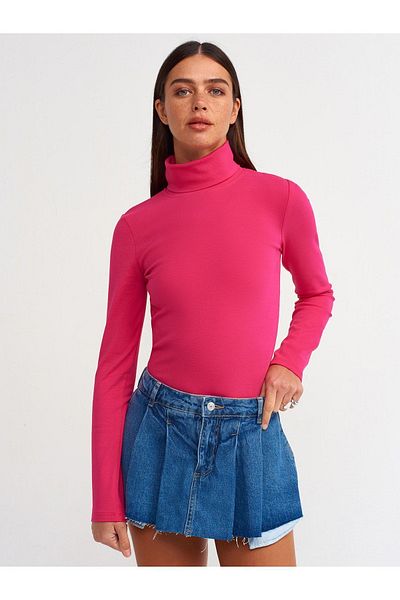 Dilvin 50167 Bluză cu guler-fucsia
