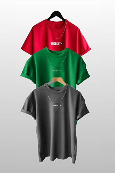 SeusCraft Pachet de 3 tricouri Brooklyn - Tricou supradimensionat de vară cu ...