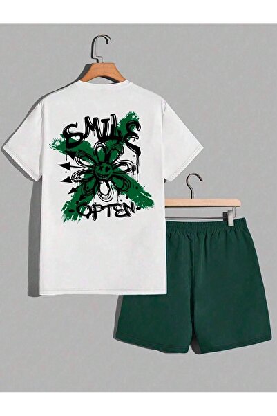 SeusCraft X Συχνά T-Shirt Shorts - Λευκό Nefti Πράσινο κάτω επάνω ομαδικό σορ...