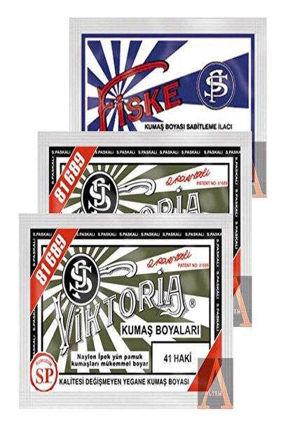 Viktoria Kumaş Boyası 2 Pkt. Haki+1 Pkt. Sabitleyici Fiske