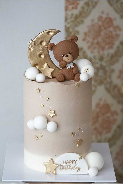 by şeyda palancı Candy Dough Teddy Bear with Moon and White Balls Figures