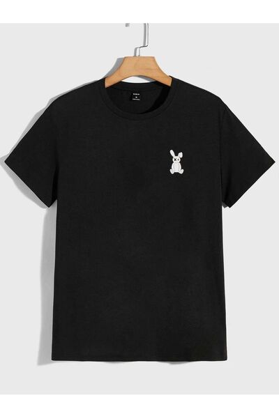 SeusCraft Μπλουζάκι με λογότυπο Rabbit - Μαύρο με στάμπα, Oversize, Καλοκαιρι...