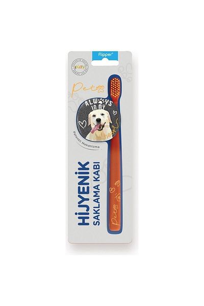 Flipper Pets Hygienic Storage Container And Adult Toothbrush Set - Labrador Dog