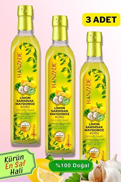 Hanzade Bitkisel Limon Sarımsak Maydanoz Kürü 500 Ml X 3 Adet Cam Şişe