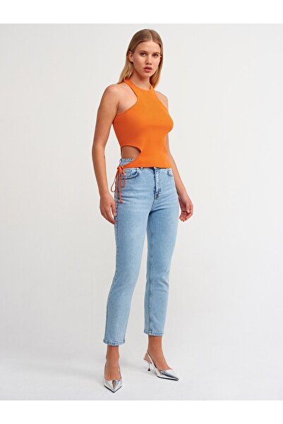 Dilvin 10347 Right Side Laced Knitwear Undershirt-orange