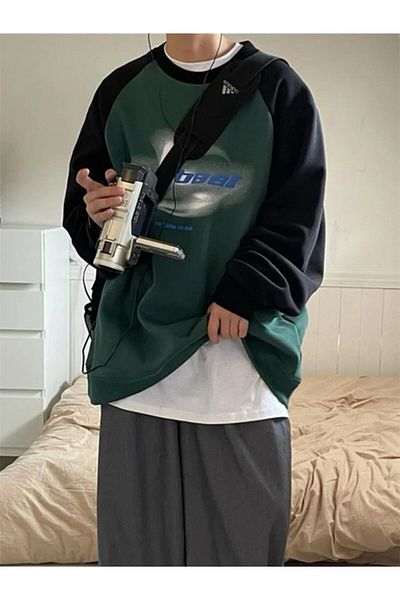 Köstebek Παλιά Raglan Πράσινη Μαύρη Μακρυμάνικη Unisex Φούτερ No See