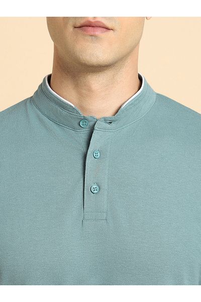 Dennis Lingo By Styli Mandarin Collar Contrast Trim Polo