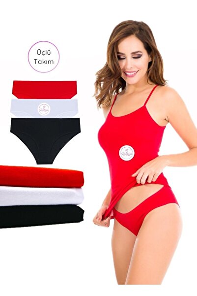 DONLİZZA Atlet Külot Takım 3 Adet Siyah,Beyaz,Kırmızı