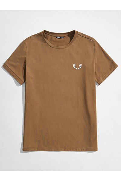 SeusCraft Tricou oversize cu logo Geyik - Maro, Mânecă scurtă, Decolteu tip c...