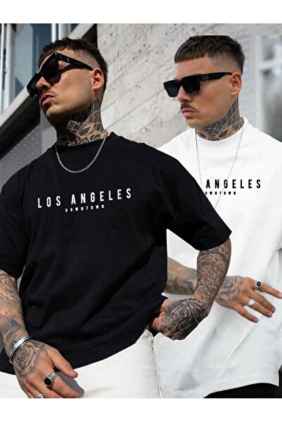 SeusCraft Σετ μπλουζών Los Angeles Downtown 2 τεμαχίων - Μαύρο και άσπρο με σ...