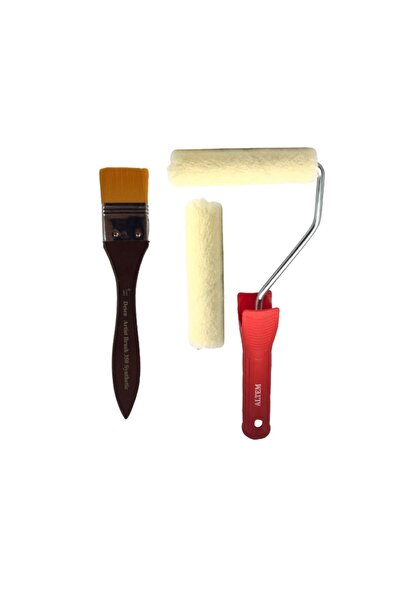 Desenartist Brush 10Cm Kadife Rulo 2 li Set+Desen Fırça 1,5 inc İpek Fırça