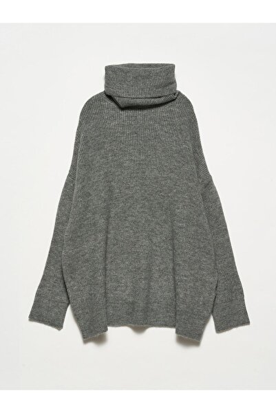 Dilvin 2268 Balıkçı Yaka Geniş Kazak-orta Gri