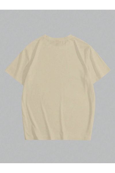 modaberry T-Shirt Eye Hand Symbol - Μπεζ εμπριμέ κοντό μανίκι με λαιμόκοψη