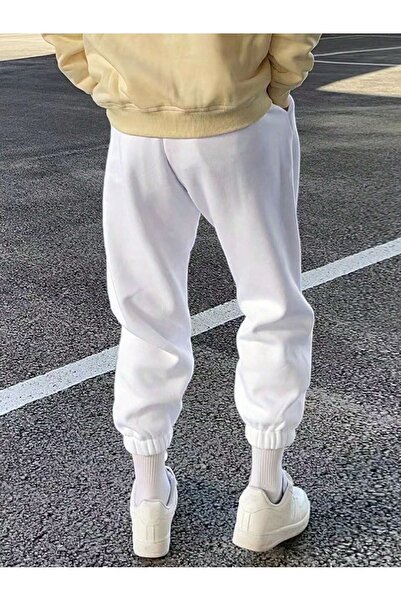 Trendglow Αθλητικό παντελόνι Optimism Jogger - Λευκό εμπριμέ ελαστικό παντελόνι χειμερινό ψηλόμεσο