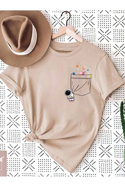 SeusCraft Majica Pocket Astronaut - Bež Štampano Oversize kroj Letnja kratka ...