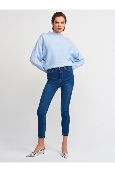 Dilvin 10310 Dik Yaka Basic Kazak Mavi