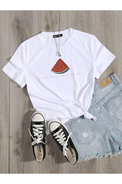 modaberry Tricou pepene verde - Cu mânecă scurtă oversize cu decolteu alb cu ...