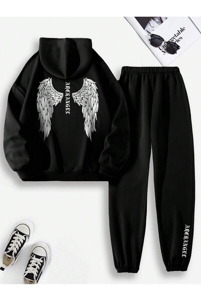 modaberry طقم بدلة رياضية Dark Angel Wing Bottom Top - غطاء رأس مطاطي كبير ال...
