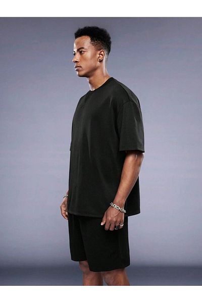 modaberry Free Spirit Wings T-Shirt Shorts - Black Shorts T-Shirt Bottom Top Set Printed Crew Neck