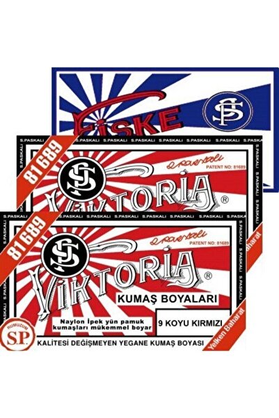 Viktoria Kumaş Boyası Koyu Kırmızı 2pk + Fiske Sabitleme 1pk