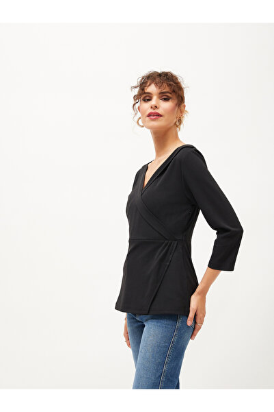 Sassafras By Styli Lapel Detail V Neck Top