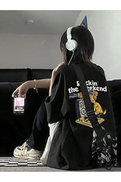 SeusCraft Tricou Rockin Weekend - Tricou oversize cu mânecă scurtă, cu imprim...