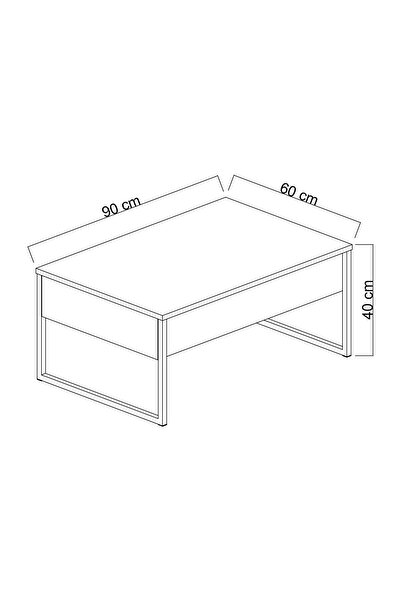 Modatte Luxe Siyah Demir Ayaklı Antrasit Orta Sehpa