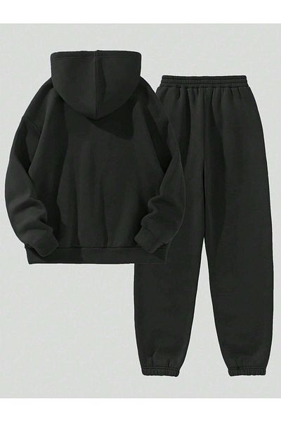 modaberry Σετ φόρμας Brooklyn New York Combination - Μαύρη στάμπα Oversize Λαστιχένια λαιμόκοψη