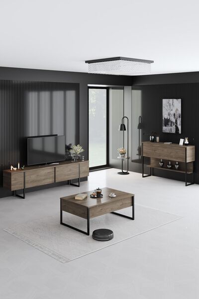 Modatte LUXE DRESUAR DEMİR AYAKLI SİYAH CEVİZ