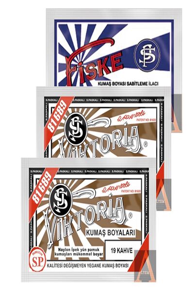 Viktoria Kumaş Boyası 2 Pkt. Kahverengi+1 Pkt. Sabitleyici Fiske