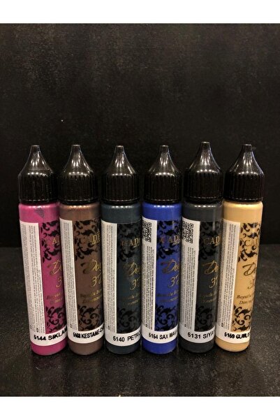 Cadence 3d Boncuk Boya 6 Lı Set 3 / Boyutlu Boya 25 Ml X 6 Adet 3d Boncuk Boy...