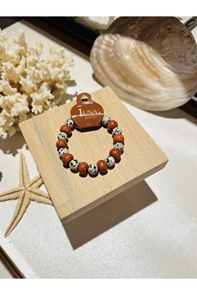 Luna سوار مرجاني حقيقي وأحجار جاسبر الطبيعية