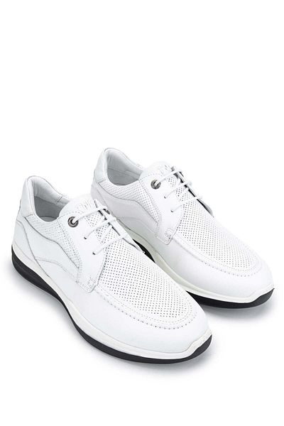 Tamer Tanca White Genuine Leather Men's Casual Shoes