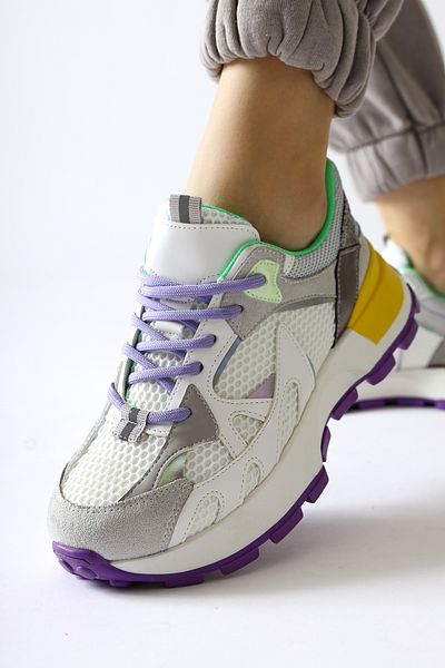Limoya Pantofi de damă cu șireturi Moe White Mesh, pantofi sport pentru femei