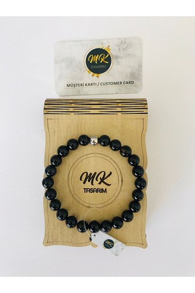 MK tasarım Real Black Agate Bracelet