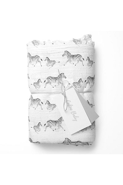 Caline Baby 2 Layers Digital Printing Muslin Cloth Zebra Pattern - 120*120 Cm