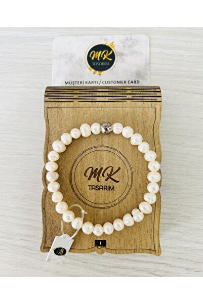 Real Pearl Bracelet in Special Design Box | Mktasarım Orijınallık Special Customer Card